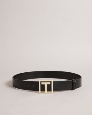 Black Ted Baker Teelyy T Buckle Belt Belts | PIMFNOC-38