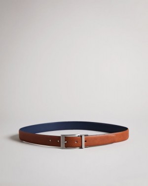 Tan Ted Baker Karmer Reversible Leather Belt Belts | FOYLRQC-09